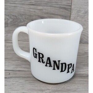 Vintage Anchor Hocking 209 Milk Glass Grandpa Coffee Cup Mug Flared Rim USA